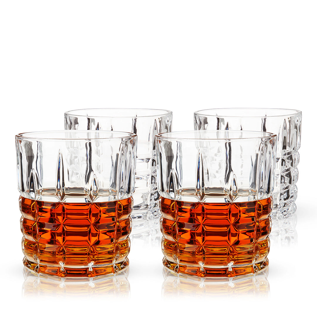 Viski Highland Crystal Rocks Tumblers - Set of 4