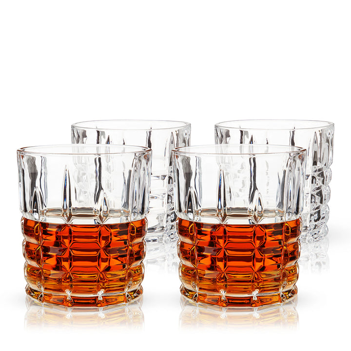 Viski Highland Crystal Rocks Tumblers - Set of 4