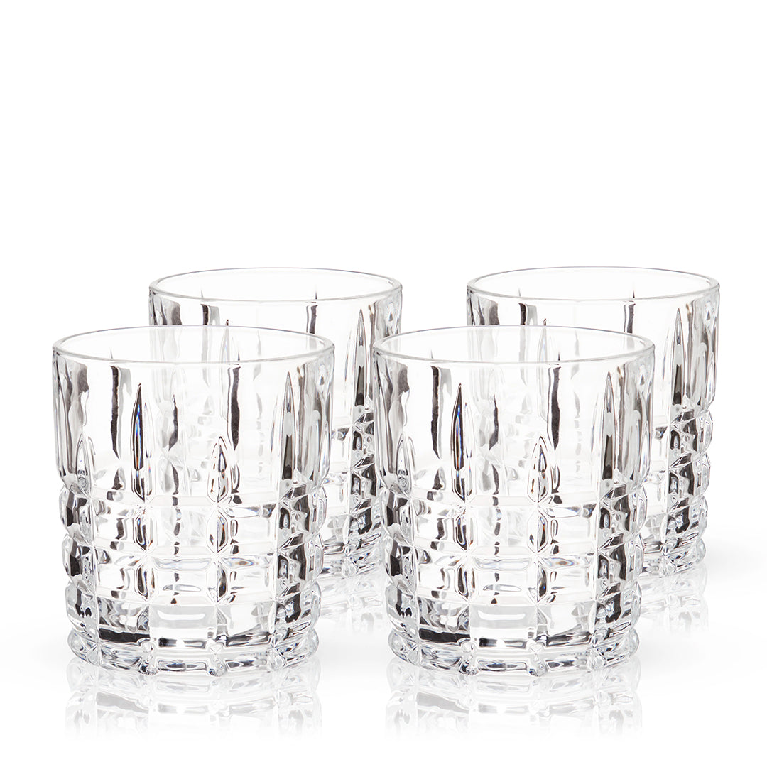 Viski Highland Crystal Rocks Tumblers - Set of 4