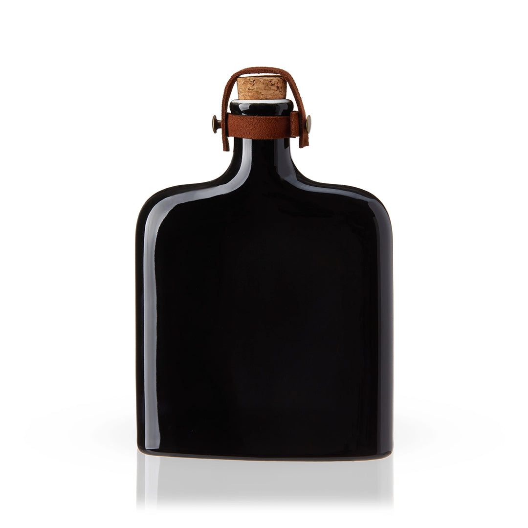 Viski Irving Nautilus Ceramic Flask in Black