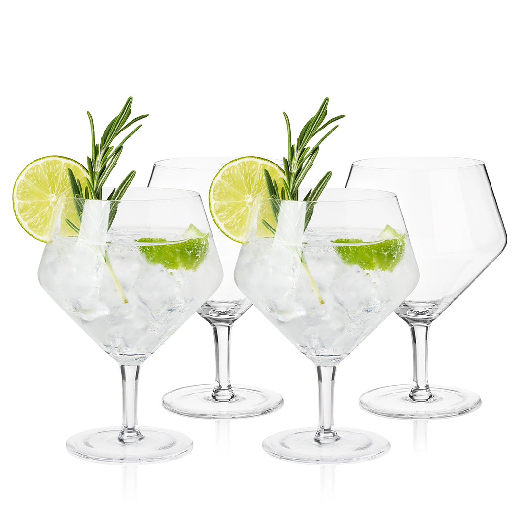 Viski Raye Angled Crystal Gin & Tonic Glasses - Set of 4