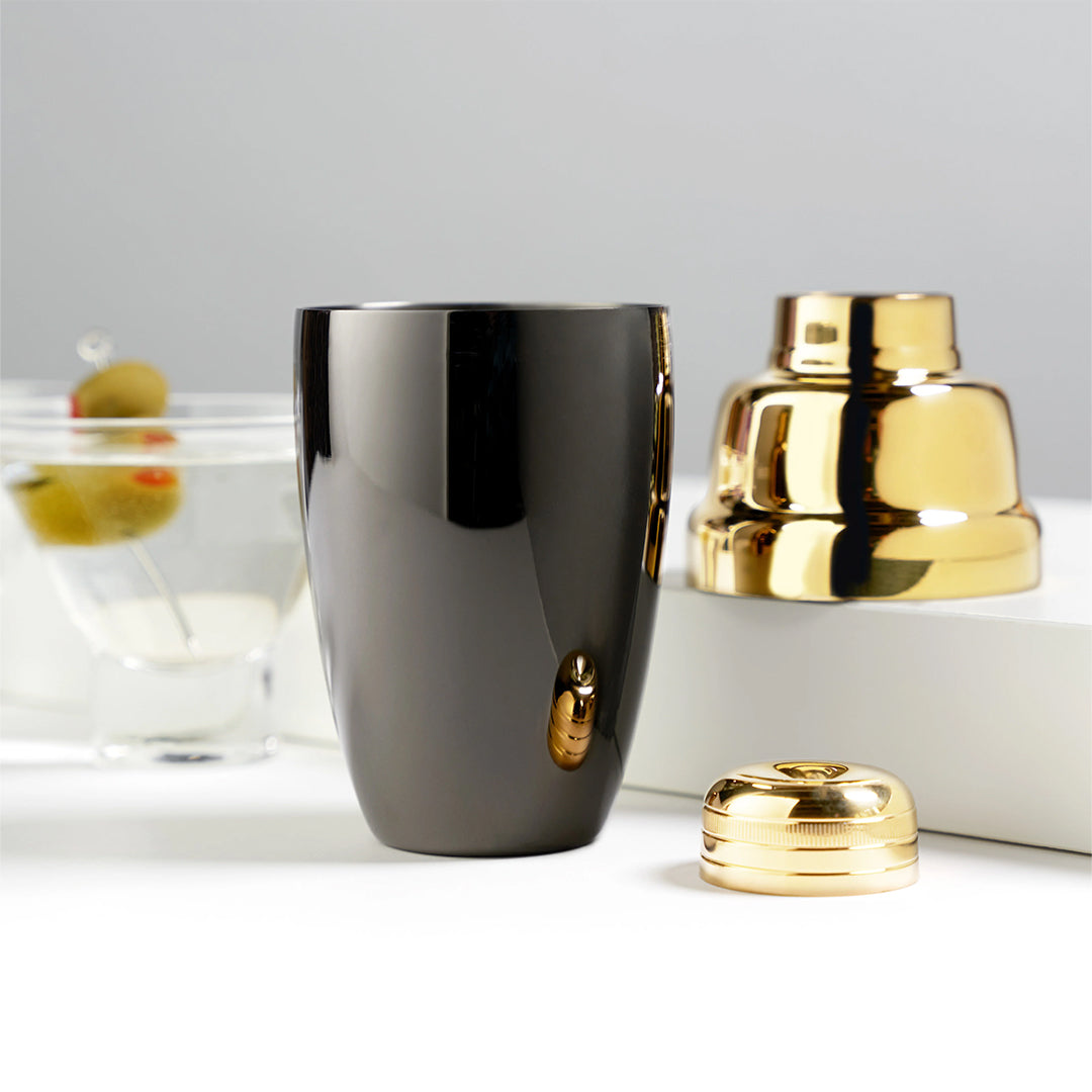 Viski Two-Toned Heavyweight Shaker (Black/Gunmetal and Gold)