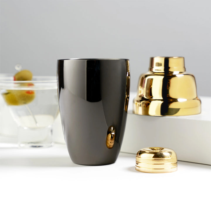 Viski Two-Toned Heavyweight Shaker (Black/Gunmetal and Gold)