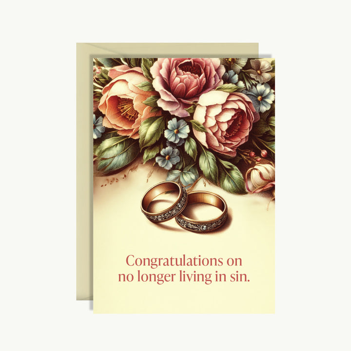 Wedding Card - Congratulations on no longer living in sin