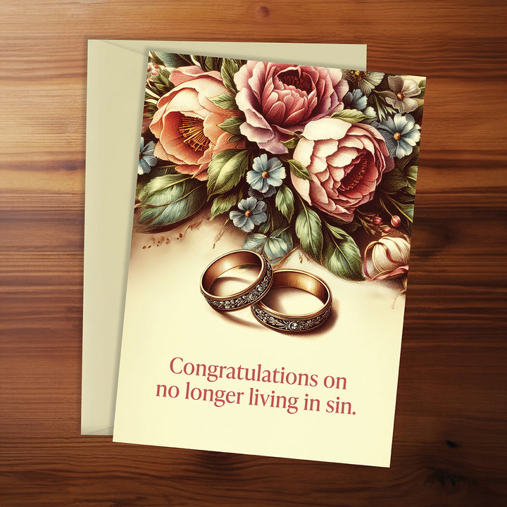 Wedding Card - Congratulations on no longer living in sin