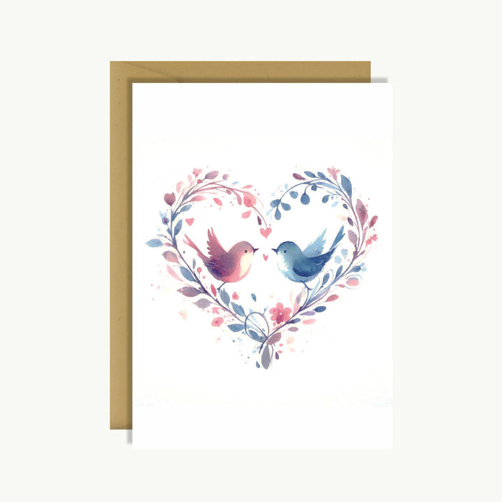 Wedding Card - Love heart birds