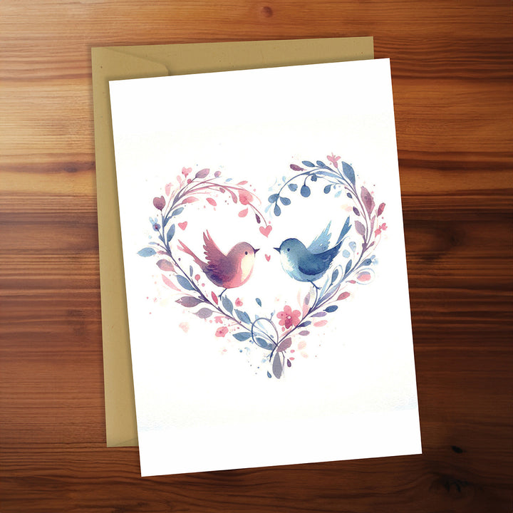 Wedding Card - Love heart birds