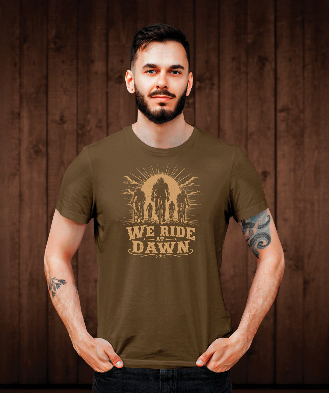 We Ride At Dawn Tee Shirt - Mid Brown