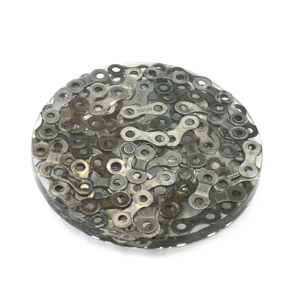 Dissected Up-Cycled Bike Chain Coaster - Round