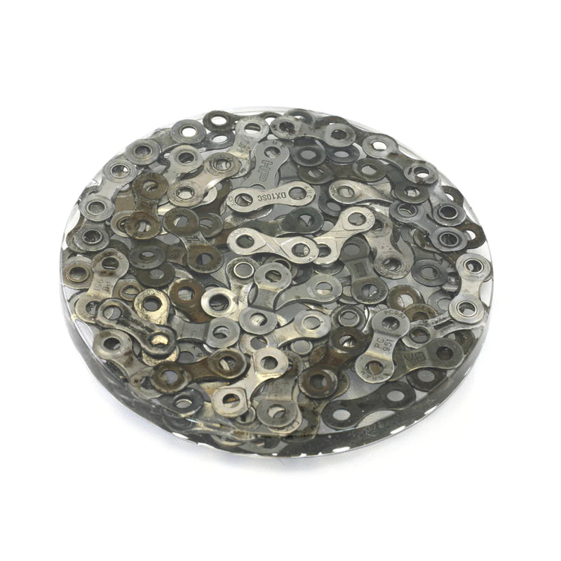 Dissected up-cycled Bike Chain Coasters - Round