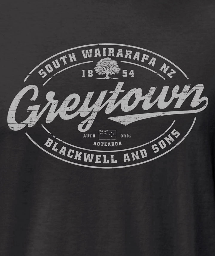 Greytown, South Wairarapa Tee Shirt - Dark Grey Marle