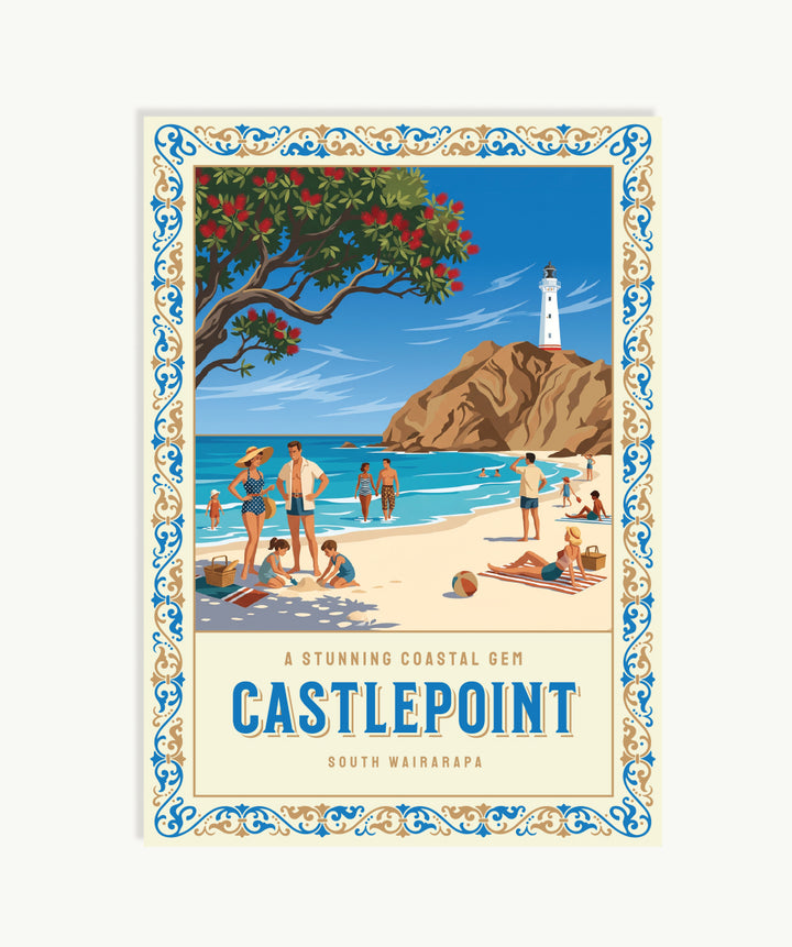 Gold Foil Postcard: Castlepoint