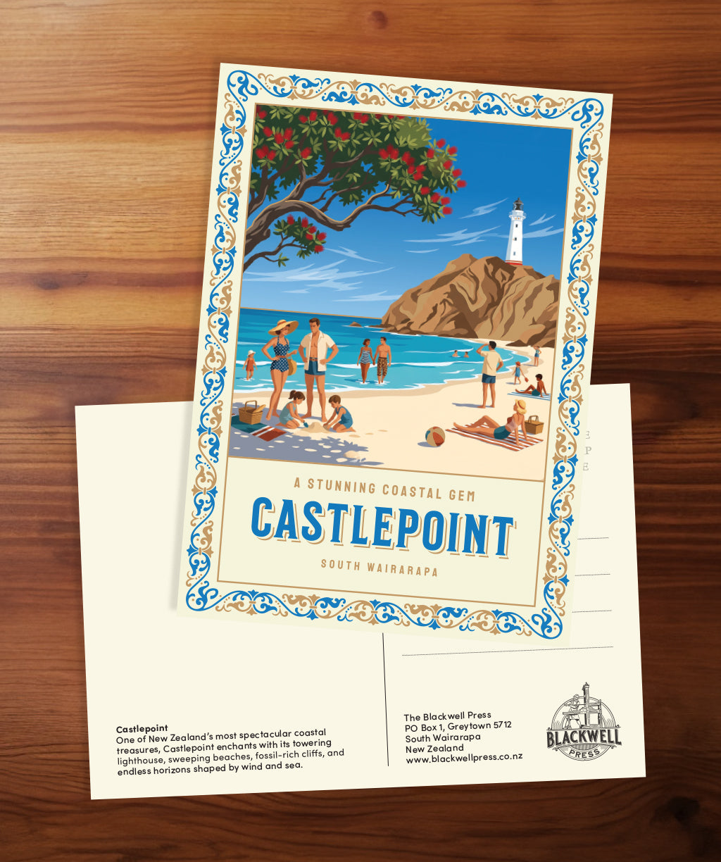 Gold Foil Postcard: Castlepoint