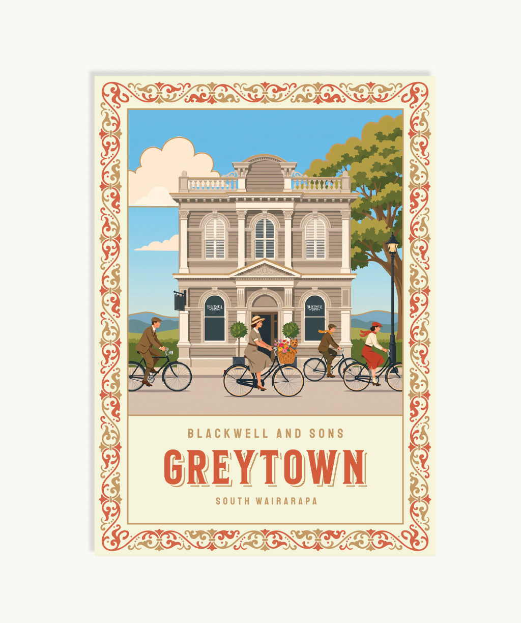 Gold Foil Postcard: Blackwell & Sons, Greytown