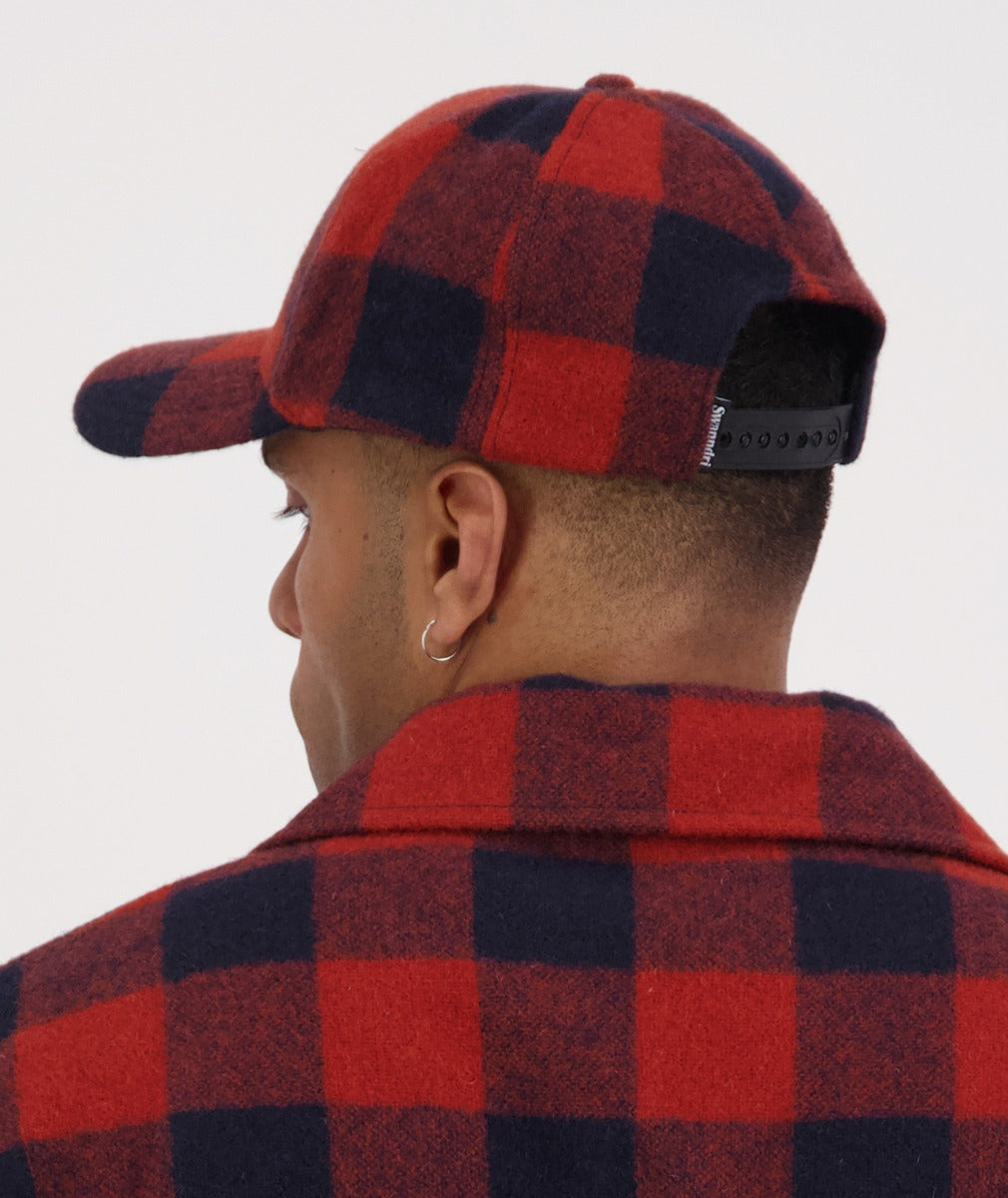 Swanndri Wool Baseball Cap - Burnt Merlot Check