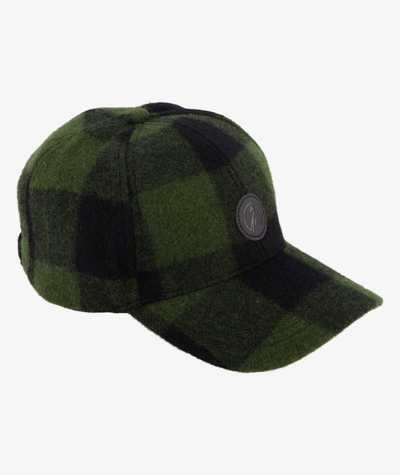 Swanndri Wool Baseball Cap - Olive/Black Check