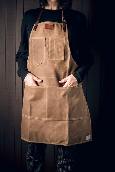 Artisan Apron - Leather and Waxed Canvas