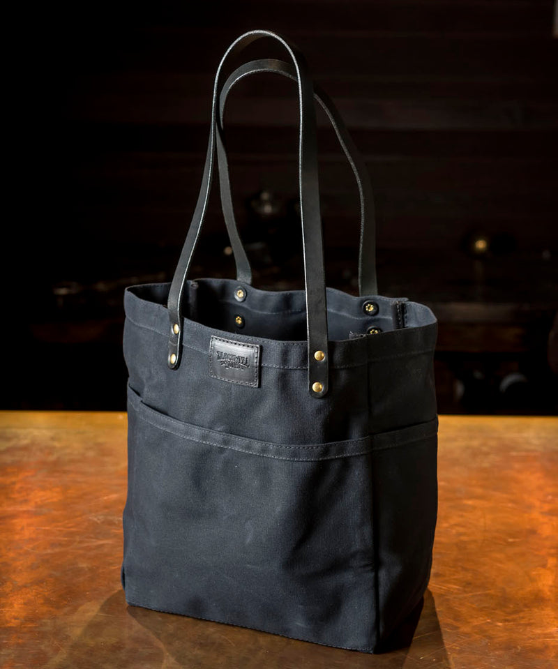 Blackwell and Sons Waxed Canvas Day Tote - Black on Black