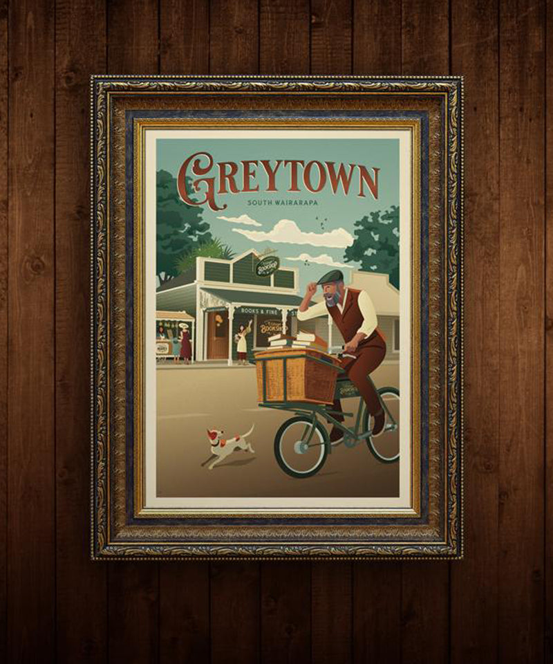 Limited Edition Art Print: BOOK A BICYCLE COURIER - Greytown - Blackwell Press Exclusive