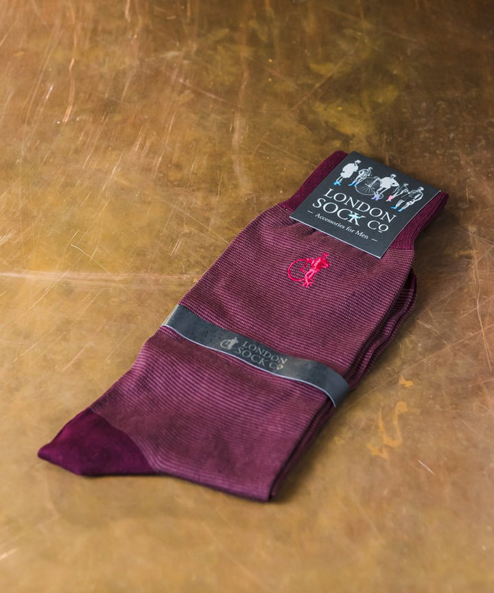 Grosvenor Fine Stripe Bordeaux - By London Sock Company