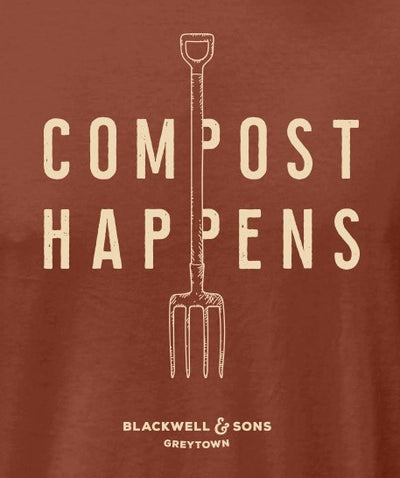 Compost Happens Tee Shirt - Blackwell Heritage Harvest - Clay NEW