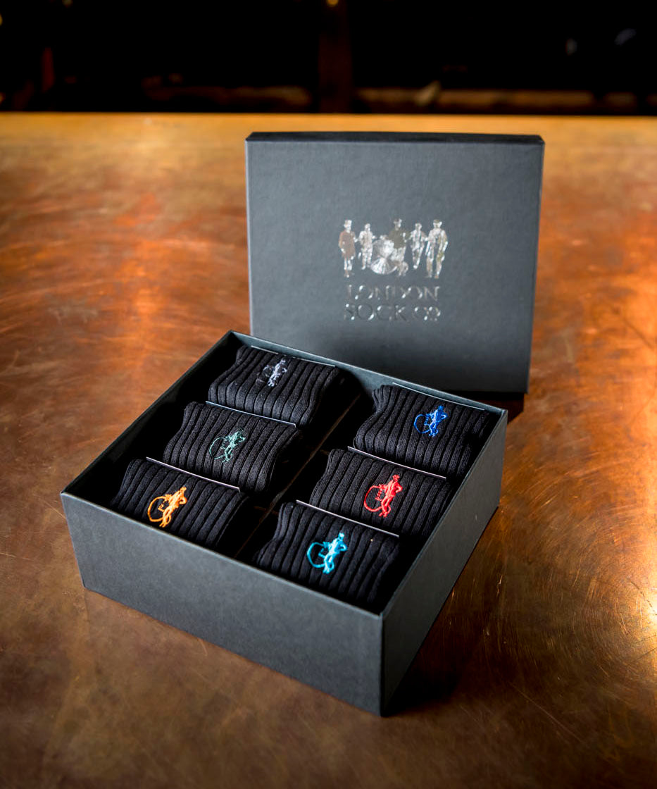 Six Pair Gift Box - Simply Black - By London Sock Company