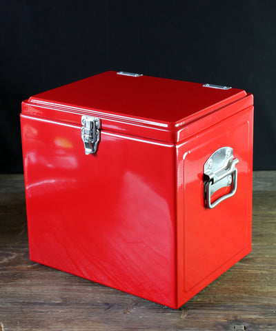 Po 'di Fame Vintage Metal Cooler Box - Red
