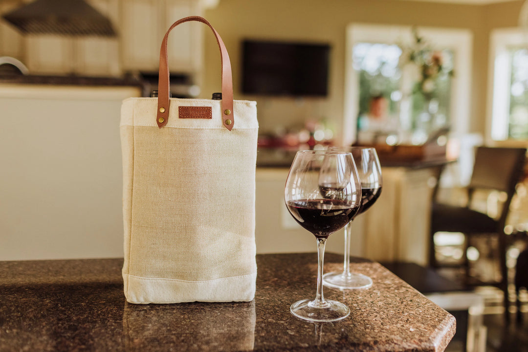 Pinot Jute 2 bottle Insulated Wine Bag