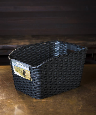 Basil Weave Rear Carrier Basket - Black