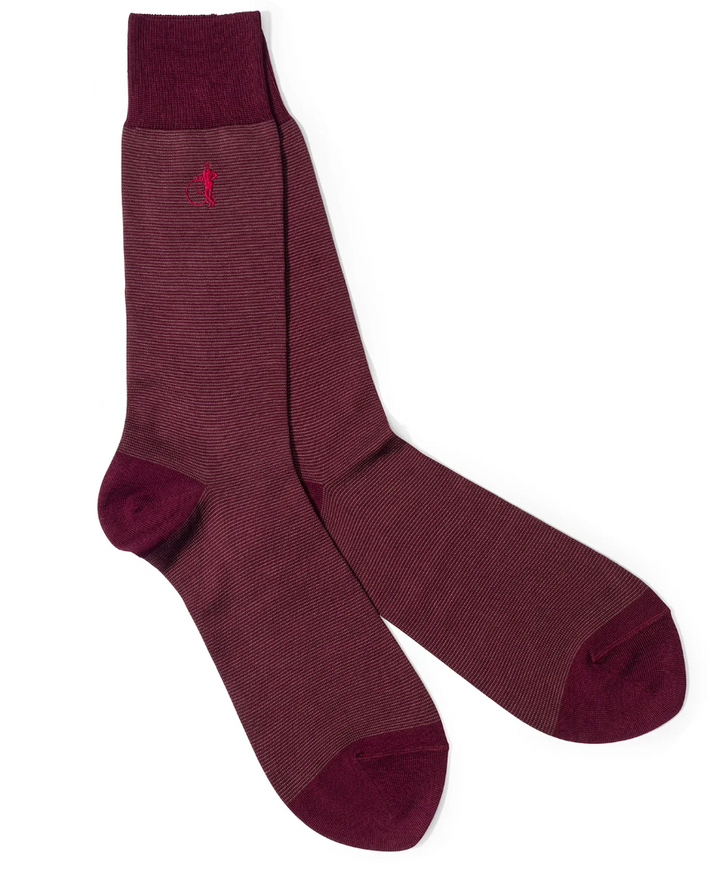 Grosvenor Fine Stripe Bordeaux - By London Sock Company