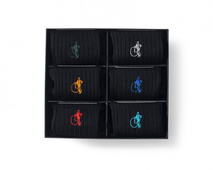 Six Pair Gift Box - Simply Black - By London Sock Company