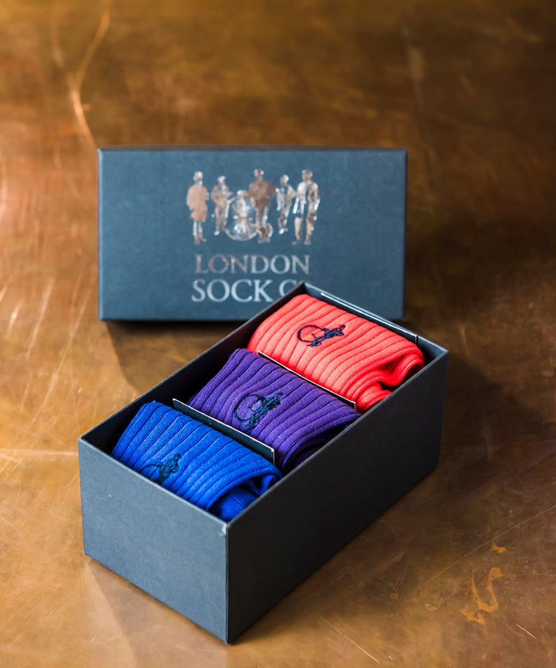 Three Pair Gift Box - Simply Colour - By London Sock Company
