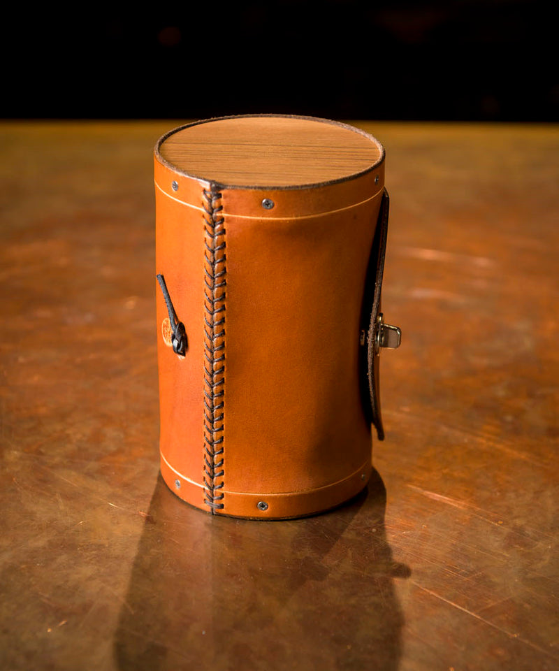Walnut Handlebar Leather Barrel Bag - Honey