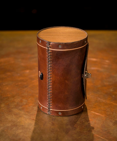 Walnut Saddle Leather Barrel Bag - Dark Brown